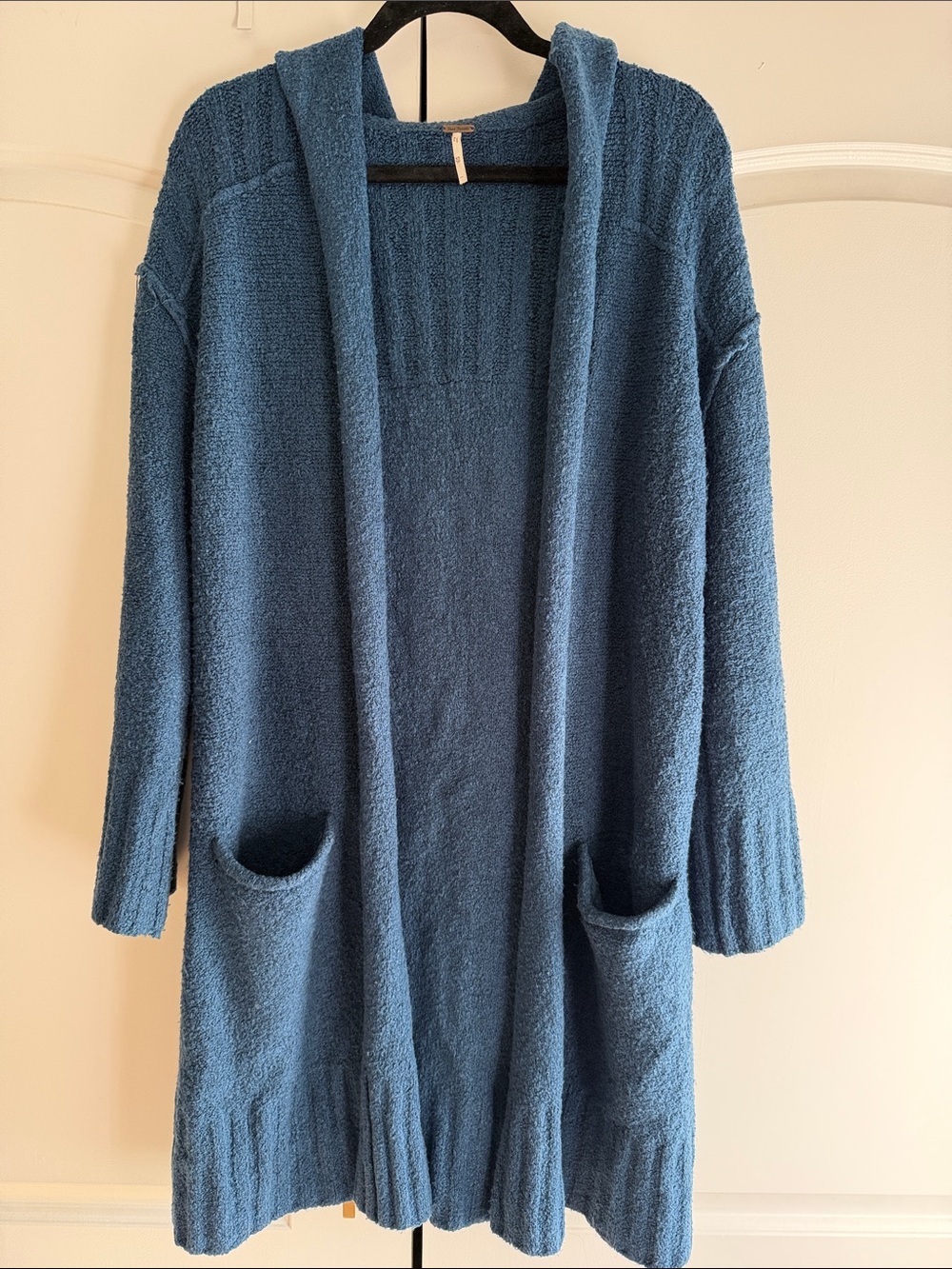 Free People Open-Front Hooded Cardigan - Blue